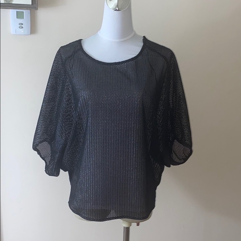 Zara Black Sheer Black Blouse Top